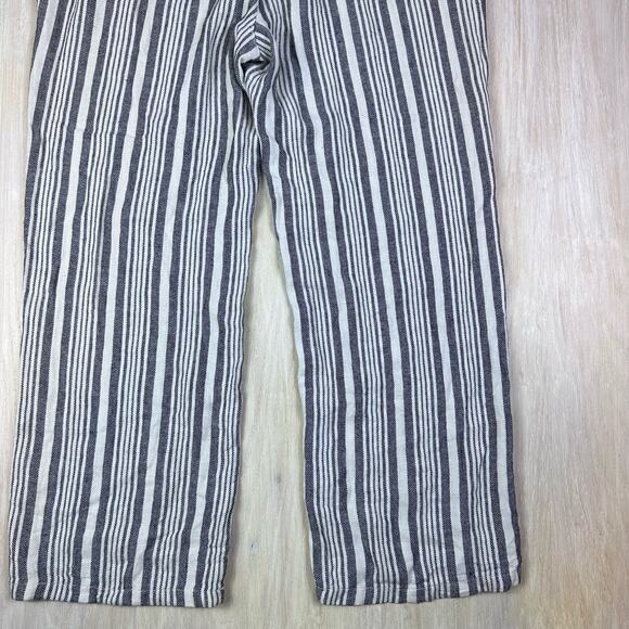 Old Navy Elastic Drawstring Waist Linen Blend Striped Wide Leg Pants Large - Picture 8 of 14